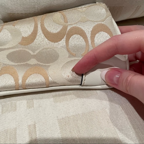 Coach Cream & Gold Small Wristlet - Picture 8 of 9